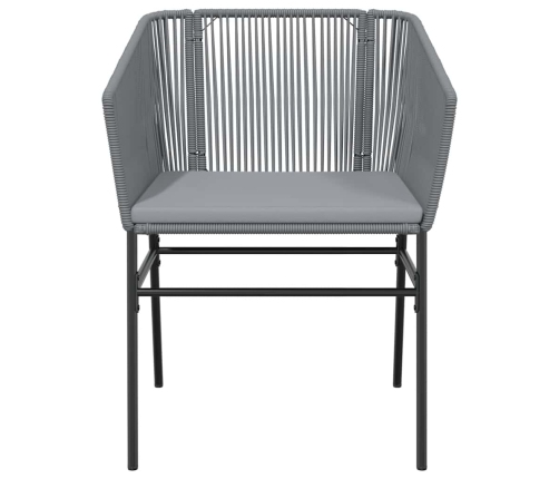 Juego comedor jardín 5 pzas cojines ratán sintético vidrio gris
