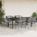 Juego comedor jardín 7 pzas cojines ratán sintético vidrio gris