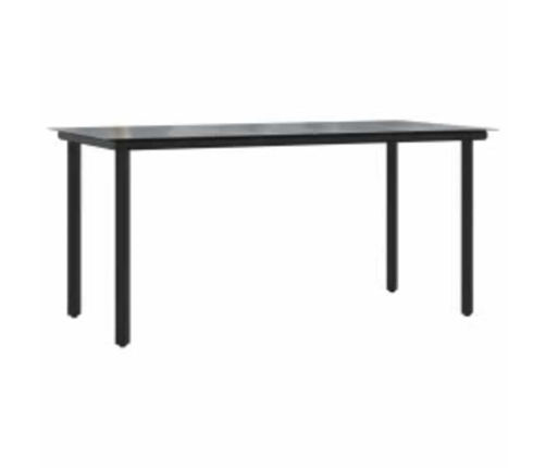 Juego comedor jardín 7 pzas cojines ratán sintético vidrio gris