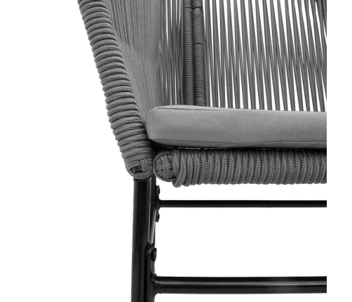 Juego comedor jardín 7 pzas cojines ratán sintético vidrio gris