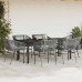 Juego comedor jardín 7 pzas cojines ratán sintético vidrio gris