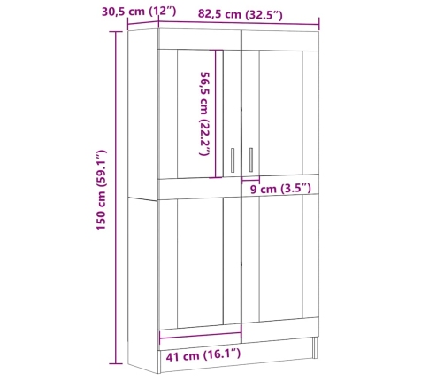 Estantería madera ingeniería madera envejecida 82,5x30,5x150 cm