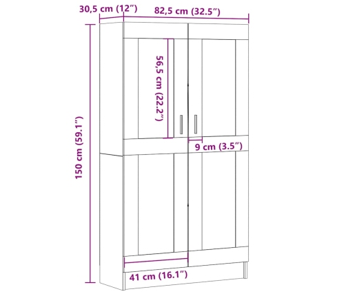 Estantería de madera ingeniería roble artisan 82,5x30,5x150 cm