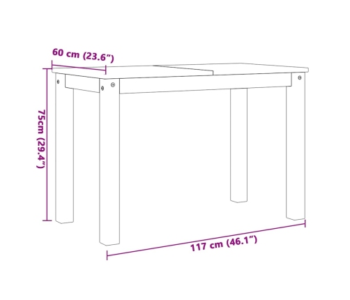 Juego de comedor Panama 5 pzas madera maciza de pino gris