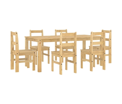 Juego de comedor Panama 7 pzas madera maciza de pino