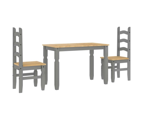 Juego de comedor Panama 3 pzas madera maciza de pino gris