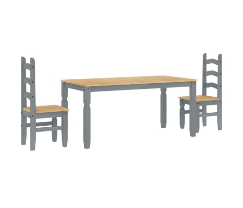 Juego de comedor Panama 3 pzas madera maciza de pino gris