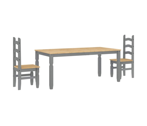 Juego de comedor Panama 3 pzas madera maciza de pino gris