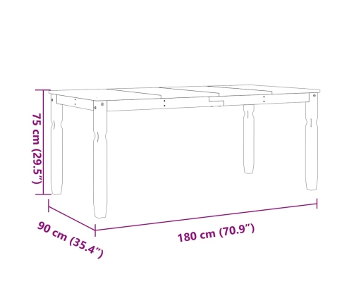 Juego de comedor Panama 3 pzas madera maciza de pino gris