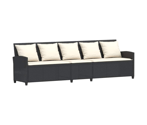 Set de sofás de jardín en forma de L con cojines 4 pzas negro
