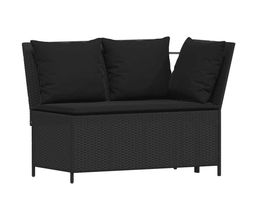 Set de sofás de jardín en forma de L con cojines 4 pzas negro