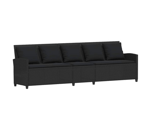Set de sofás de jardín en forma de L con cojines 4 pzas negro