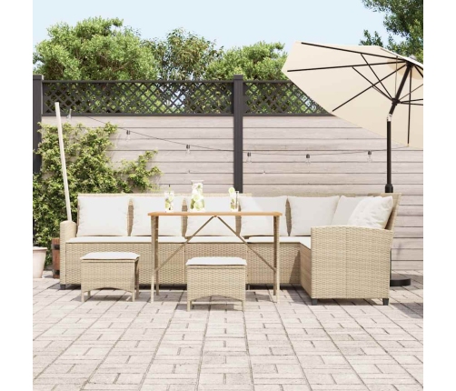 Juego de sofás de jardín en forma de L con cojines 4 pzas beige