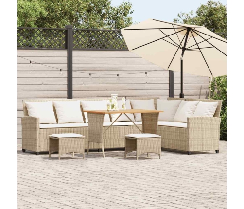 Juego de sofás de jardín en forma de L con cojines 4 pzas beige