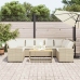 Sofá de jardín con cojines ratán sintético beige