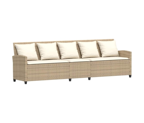 Sofá de jardín con cojines ratán sintético beige