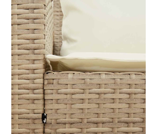 Sofá de jardín con cojines ratán sintético beige
