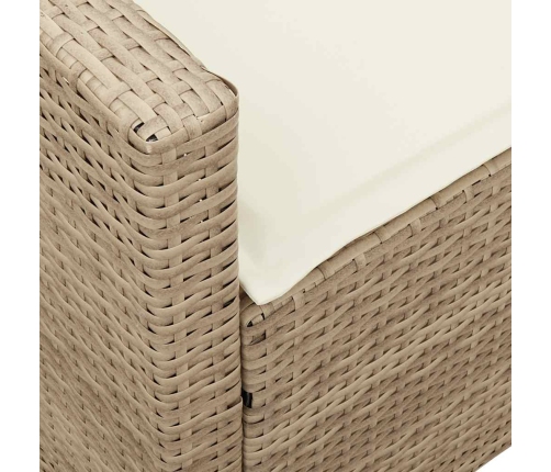 Sofá de jardín con cojines ratán sintético beige
