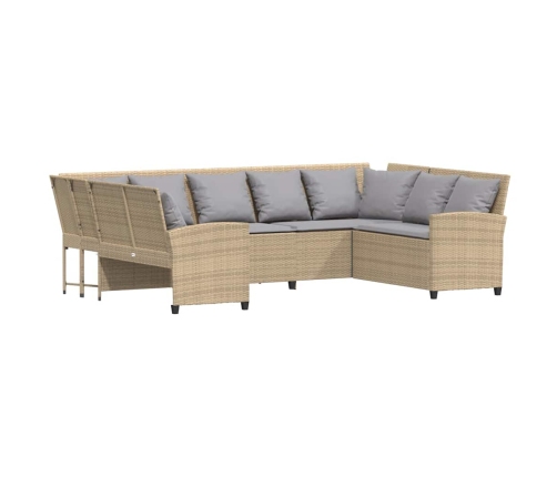 Sofá de jardín con cojines ratán sintético beige