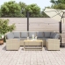 Sofá de jardín con cojines ratán sintético beige
