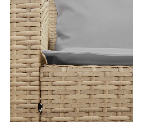 Sofá de jardín con cojines ratán sintético beige