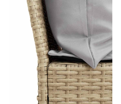 Sofá de jardín con cojines ratán sintético beige