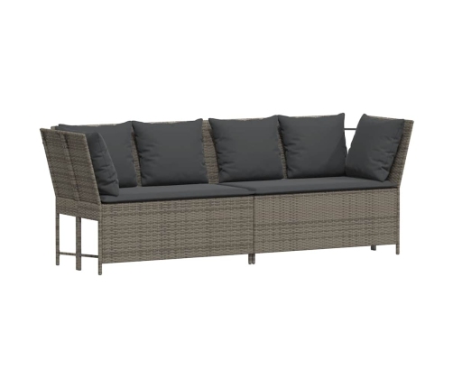 Set de sofás de jardín 4 pzas y cojines ratán sintético gris