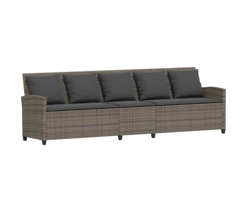 Set de sofás de jardín 4 pzas y cojines ratán sintético gris