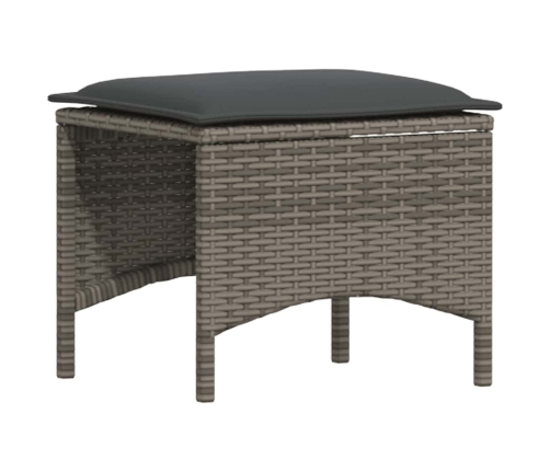Set de sofás de jardín 4 pzas y cojines ratán sintético gris