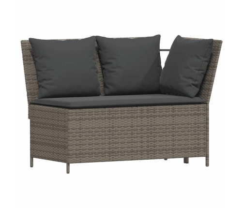 Set de sofá de jardín 3 pzas y cojines ratán sintético gris