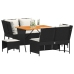 Set de muebles de jardín 5 pzas y cojines ratán sintético negro