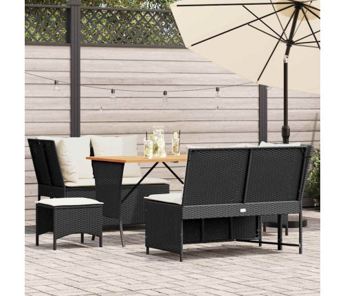 Set de muebles de jardín 5 pzas y cojines ratán sintético negro