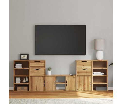 Muebles de TV 5 uds. con almacenaje "ODDA" madera maciza pino