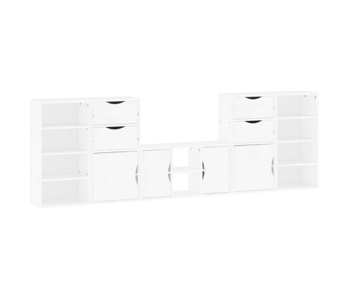 Muebles de TV 5 uds. con almacenaje "ODDA" blanco madera pino