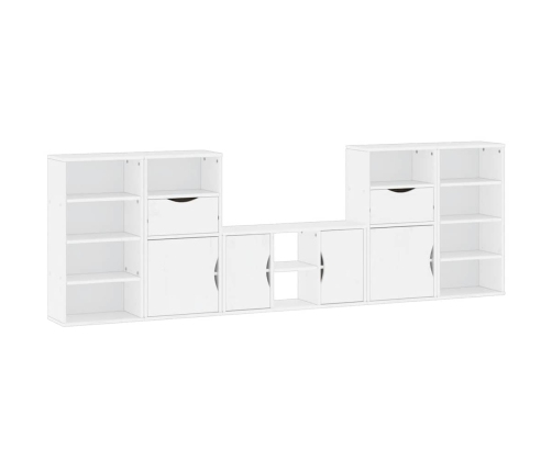 Muebles de TV 5 uds. con almacenaje "ODDA" blanco madera pino