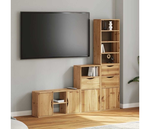 Muebles de TV 4 uds. con almacenaje "ODDA" madera maciza pino