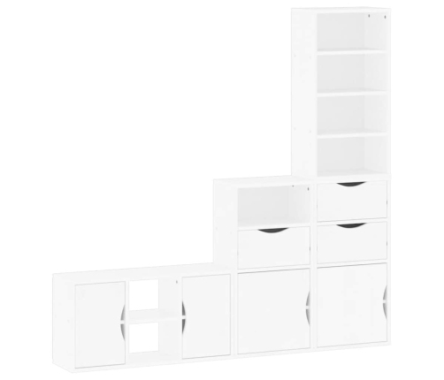 Muebles de TV 4 uds. con almacenaje "ODDA" blanco madera pino