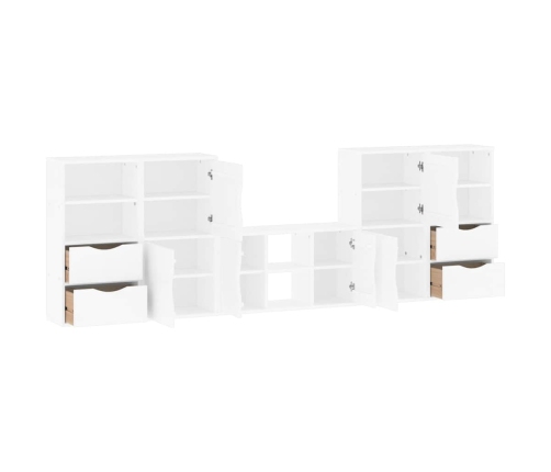 Muebles de TV 5 uds. con almacenaje "ODDA" blanco madera pino