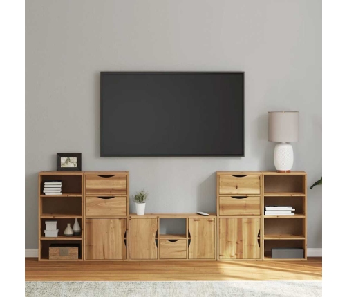 Muebles de TV 5 uds. con almacenaje "ODDA" madera maciza pino