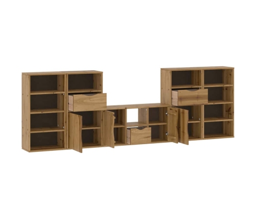 Muebles de TV 5 uds. con almacenaje "ODDA" madera maciza pino