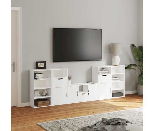 Muebles de TV 5 uds. con almacenaje "ODDA" blanco madera pino