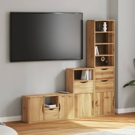 Muebles de TV 4 uds. con almacenaje "ODDA" madera maciza pino