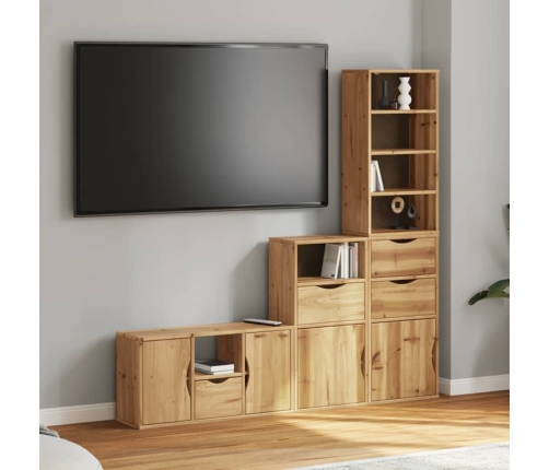 Muebles de TV 4 uds. con almacenaje "ODDA" madera maciza pino