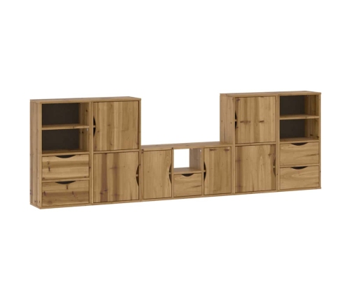 Muebles de TV 5 uds. con almacenaje "ODDA" madera maciza pino