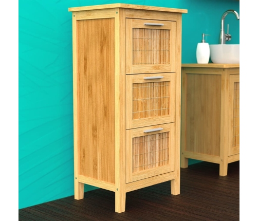 EISL Mueble de cuarto de baño con 3 cajones de bambú 30x42x82 cm