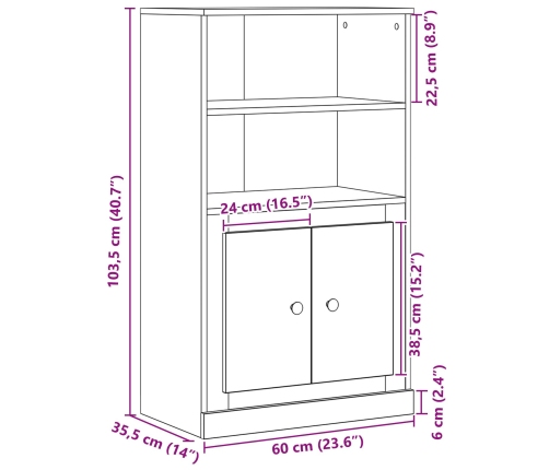 Mueble Alto  Roble Negro 60x35.5x103.5 cm Madera Resistente