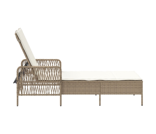 Tumbona Beige y blanco crema Ratán PE 157 x 55 x 92 cm Plegable