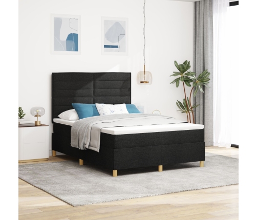 Cama Box Spring  con Colchón Negro 140x200 cm Tela
