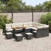Conjunto de Sofá de Jardín de 13 Piezas con Cojines Negro Poliratán Acacia, Sofá de Jardín de 2 Plazas con Almacenamiento y Cojines Negro Poliratán, Conjunto de Comedor de Jardín de 4 Piezas con Cojines Negro Poliratán Acacia