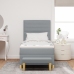 Cama con Somier  con Colchón y Banco Gris Claro 90x200 cm Tela